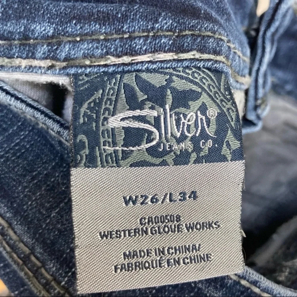 Silver Suki Surplus Boot Cut Dark Wash Mid Rise Thick Stitch Jeans Women’s Sz 26 - Picture 4 of 5